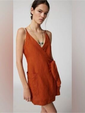 Urban Outfittets Rust Orange Wrap Mini Dress